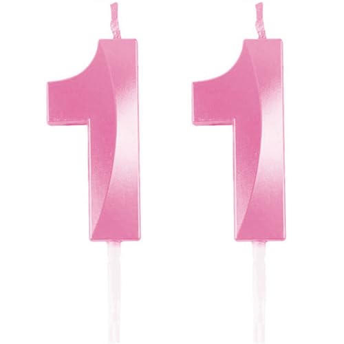 Geburtstagskerzen Zahlen 11, Rosa Geburtstag Kerzen, 3D Tortendeko, Geburtstagskerze Kuchendeko für Geburtstag Party, Hochzeiten, Firmenfeiern, Jubiläen kuchen Dekoration, Birthday Candle Number 11 von Qikaara