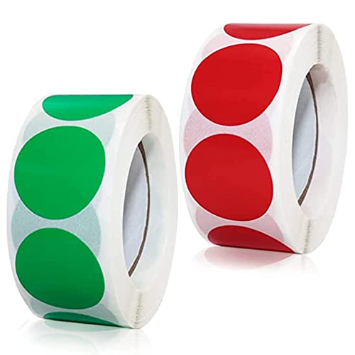 Markierungspunkte,1000 Stück Bunte Klebepunkte auf Rolle, Selbstklebende, Runde Aufkleber perfekt für Kennzeichnung im Büro, Sticker rund 25x25 mm Rot Grün von Qikaara
