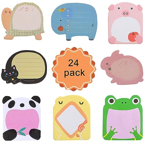 Mini Haftnotizen, 24 Pack Cartoon Tier Haftnotizen,480 Blätter Selbstklebende Haftnotizzettel für Büro,Schule,Haus Kühlschrank,Neuheit Büronotizen Memo,Kindergeschenke,Sticky Notes,8 Stile Tierformen. von Qikaara