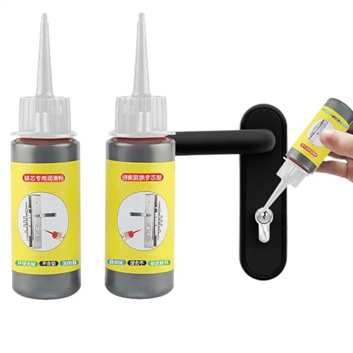 2 Stück Graphitpulver für Schlösser, Schmiermittel für Türschlösser, 60 ml Graphitpulver Schmiermittel, Natürliches Geruchloses Mehrzweck Graphitpulver Schmierstoff für Schlüssel, Autoschlösser von Qikam