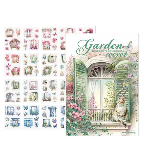 Qikam Journal-Sticker-Buch, Scrapbook-Sticker-Pack - 20 Blatt Gartenblumen-Aufkleber - Scrapbook-Aufkleber für Tagebücher, Gartenlandschaftsaufkleber für Flasche, Glas, Handyhülle von Qikam