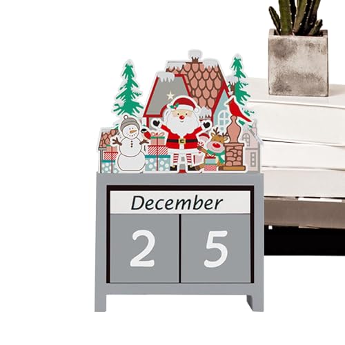 Qikam Weihnachts-Countdown-Blöcke aus Holz,Countdown-Kalenderblöcke | Weihnachts-Adventskalender,Home Decor Rustikale Block-Winterferiendekorationen für Kinder von Qikam