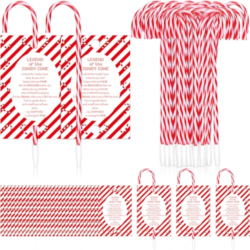 Qilery 30 Stück Weihnachts-Süßigkeitenstangen-Stifte mit 100 Stück Legende von Zuckerstangen-Karten, lustige Neuheit, Weihnachts-Kugelschreiber, Großpackung mit schwarzer Tinte, für Urlaub, Zuhause, von Qilery