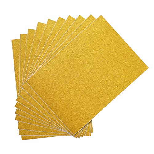 Qililandiy 10 Stück Glitzer Karton Papier Dekorpapier A4 Karte Glitzerpapier Einseitige Bastelpapier zum DIY Basteln Scrapbooking Einladungskarten (Gold) von Qililandiy