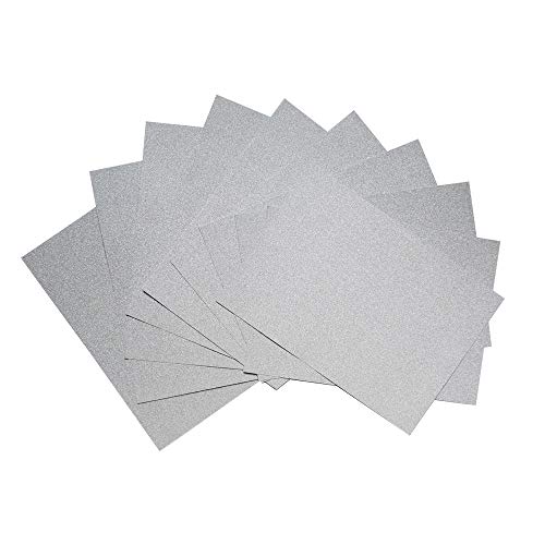 Qililandiy 10 Stück Glitzer Karton Papier Dekorpapier A4 Karte Glitzerpapier Einseitige Bastelpapier zum DIY Basteln Scrapbooking Einladungskarten (Silber) von Qililandiy