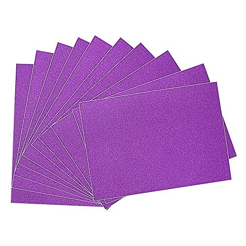 Qililandiy 10 Stück Glitzer Karton Papier Dekorpapier A4 Karte Glitzerpapier Einseitige Bastelpapier zum DIY Basteln Scrapbooking Einladungskarten (Violett) von Qililandiy