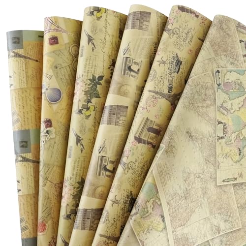 Qililandiy 12 Blatt Retro Bastelpapier Kraftpapier 50x70cm Verpackungspapier Geschenkpapier Dekorpapier für Handwerk DIY Party Verpackung Zubehör von Qililandiy