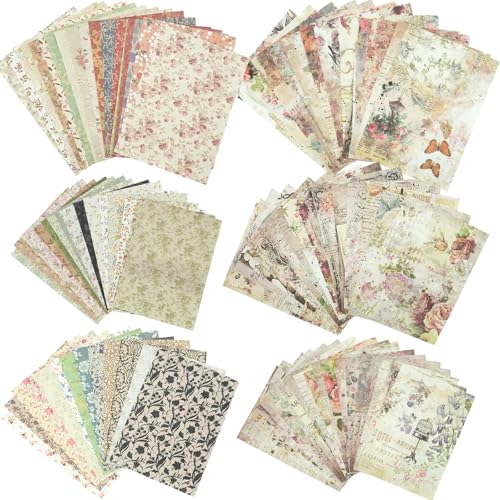 Qililandiy 200 Blatt Retro Bastelpapier Briefpapier Scrapbooking Papier Dekorpapier für Handwerk DIY Origami Deko Einladungskarten von Qililandiy