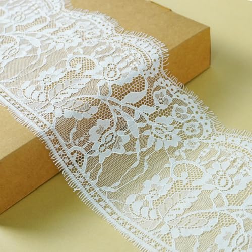 Qililandiy 3 Yards Einfassborte Spitze Borte Lace Band Fransen Borten Applikation 15cm weit für DIY Kleidung Gardine Vorhang Tischläufer Deko von Qililandiy