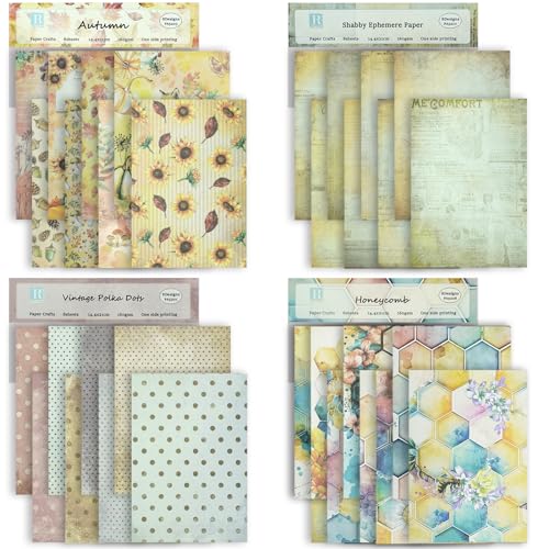 Qililandiy 32 Blatt Bastelpapier Origami Dekorpapier Vintage Design A5 Scrapbooking Papier Gemustertes Karton für DIY Handwerk Foto Hintergrund Deko (STA-Dot) von Qililandiy