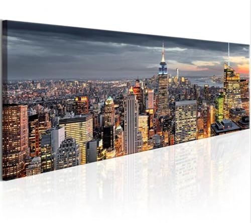 5D Diamond Painting Zubehör New York Citynachtansicht Diamond Painting Set,Home Wanddekoration, Diy Full Drill Diamant Painting Crystal Art Craft, Paint By Numbers, Eltern Kind Interaktion 12x24in von QinPai