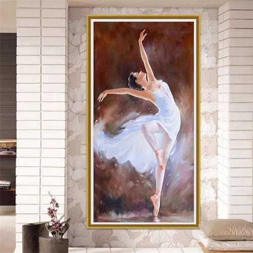 QinPai 5D Diamond Painting Zubehör Ballerina Diamond Painting Set,Home Wanddekoration, Diy Full Drill Diamant Painting Crystal Art Craft, Paint By Numbers, Eltern Kind Interaktion 32x64in von QinPai