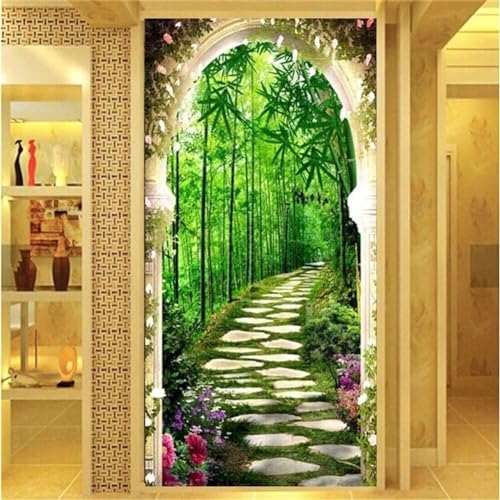 QinPai 5D Diamond Painting Zubehör Bambusstraßenwald Diamond Painting Set,Home Wanddekoration, Diy Full Drill Diamant Painting Crystal Art Craft, Paint By Numbers, Eltern Kind Interaktion 12x24in von QinPai