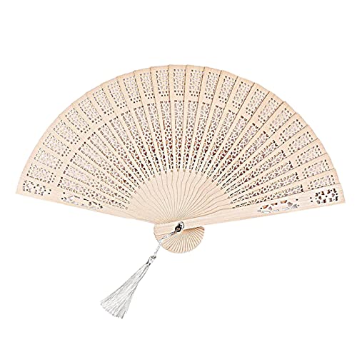 1 Stück Bambus Handfächer Hochzeitsfächer Dekoration Faltfächer Folding Fans Hand Klappfächer Vintage Handheld Faltventilator Chinesischer Fächer Mit Quasten für Männer Damen Hochzeit Party Geschenke von QincLing