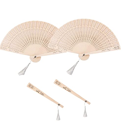 4 Stück Bambus Handfächer Hochzeitsfächer Dekoration Faltfächer Folding Fans Hand Klappfächer Vintage Handheld Faltventilator Chinesischer Fächer Mit Quasten für Männer Damen Hochzeit Party Geschenke von QincLing