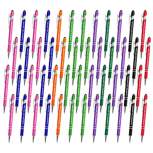 Qingxily Personalisiert Kugelschreiber mit Gravur Hochwertig Personalisierter Metall Stylus Stift Soft-Touch-Kugelschreiber mit Namen Für Mädchen Männer Vielschreiber Schule Büro-48 Stück von Qingxily