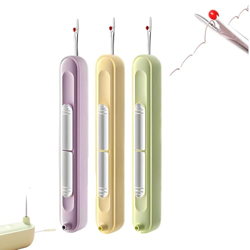 2-in-1-Nadeleinfädler, Nahttrenner, dehnbarer Entferner, Nadeleinfädelwerkzeug für Handnähen, Stricken, Basteln, Quilten, Zubehör, 2-in-1 Einfädel- und Fadenentfernungswerkzeuge (3 Stück) von QingxingFa