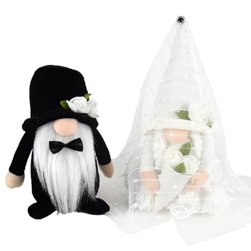 Qinlenyan Brautpaar Puppen Plüschfiguren, 2 Stück/Set, Puppe, Spitzendesign, biegbarer Armstoff, Nase, Blume, Ornament, Hochzeitswichtel, 2 Stück von Qinlenyan