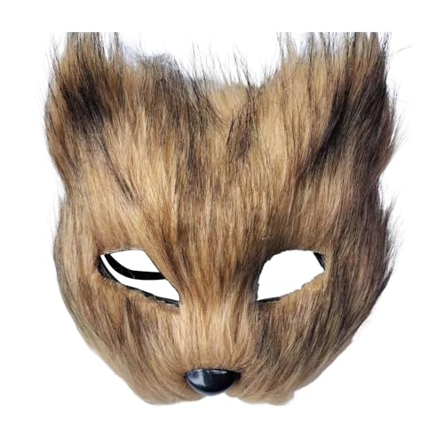 Qinlenyan Cosplay Gesicht Kissen Dark Series Zubehör Haarig Fuchs Gesicht Kissen Halbgesicht Halloween Party Requisiten Maskerade Kostüm Zubehör Braun von Qinlenyan