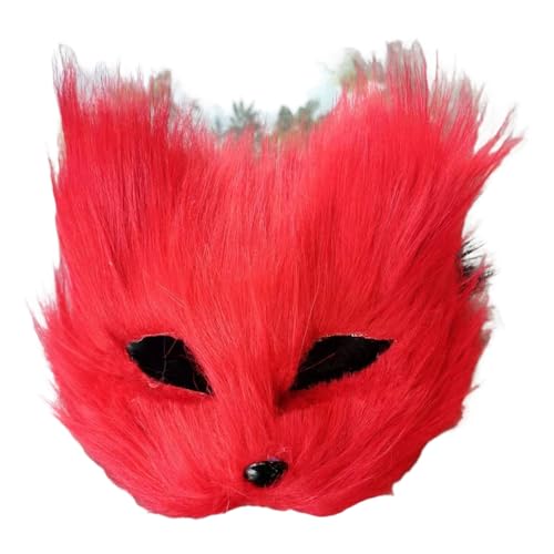 Qinlenyan Cosplay Gesicht Kissen Dark Series Zubehör Haarig Fuchs Gesicht Kissen Halbgesicht Halloween Party Requisiten Maskerade Kostüm Zubehör Rot von Qinlenyan