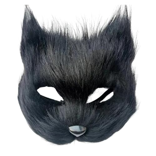 Qinlenyan Cosplay Gesicht Kissen Dark Series Zubehör Haarig Fuchs Gesicht Kissen Halbgesicht Halloween Party Requisiten Maskerade Kostüm Zubehör Schwarz von Qinlenyan