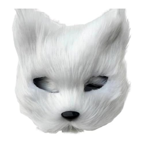 Qinlenyan Cosplay Gesicht Kissen Dark Series Zubehör Haarig Fuchs Gesicht Kissen Halbgesicht Halloween Party Requisiten Maskerade Kostüm Zubehör Weiß von Qinlenyan