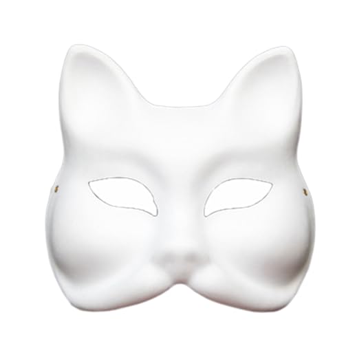 Qinlenyan Maskenherstellungszubehör Weißfuchs Cosplay mit Gummiband DIY Malerei Karneval Party Ball Maskerade Halloween Kostüm Tierform Gesicht B von Qinlenyan