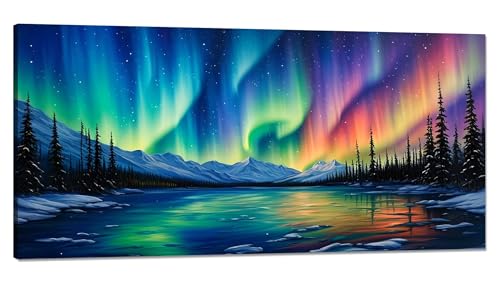 Malen Nach Zahlen Erwachsene Aurora Malen Nach Zahlen XXL 100x200cm,Paint by Numbers Landschaft Malen Nach Zahlen Kinder Kreativ,DlY Handgemalt Olgemalde mit Pinseln und Acrylfarbe,Zimmer Deko Q-661 von Qinqhuag