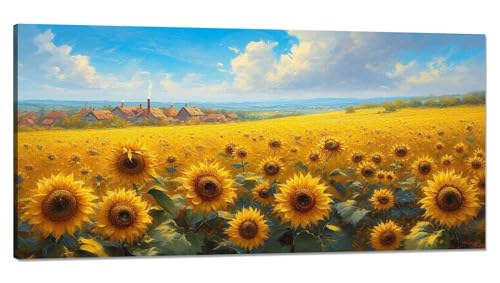 Malen Nach Zahlen Erwachsene Himmel Malen Nach Zahlen XXL 100x200cm,Paint by Numbers Sonnenblume Malen Nach Zahlen Kinder Kreativ,DlY Handgemalt Olgemalde mit Pinseln und Acrylfarbe,Zimmer Deko Q-847 von Qinqhuag