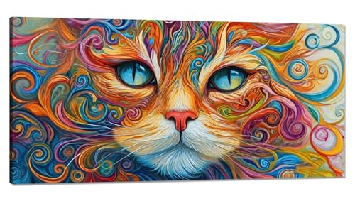 Malen Nach Zahlen Erwachsene Katze Malen Nach Zahlen XXL 20x40cm, Paint by Numbers Bunt (1) Malen Nach Zahlen Kinder Kreativ Set, DlY Handgemalt Olgemalde mit Pinseln und Acrylfarbe, Zimmer Deko Q-999 von Qinqhuag