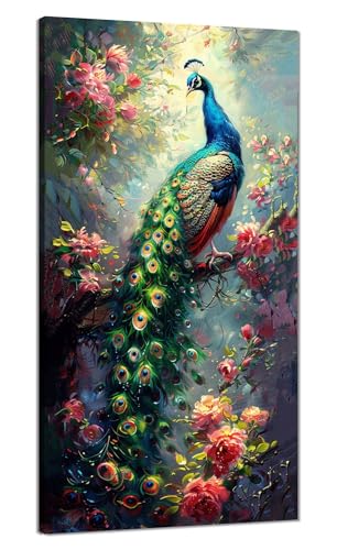 Malen Nach Zahlen Erwachsene Pfau Malen Nach Zahlen XXL 100x200cm, Paint by Numbers Baum Malen Nach Zahlen Kinder Kreativ Set, DlY Handgemalt Olgemalde mit Pinseln und Acrylfarbe, Zimmer Deko Q-1015 von Qinqhuag