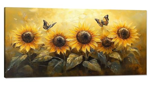 Malen Nach Zahlen Erwachsene Schmetterling Malen Nach Zahlen XXL 100x200cm,Paint by Numbers Sonnenblume Malen Nach Zahlen Kinder,DlY Handgemalt Olgemalde mit Pinseln und Acrylfarbe,Zimmer Deko Q-599 von Qinqhuag