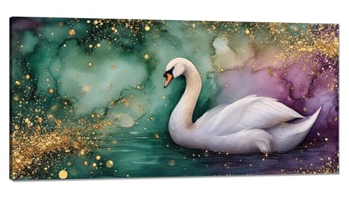 Malen Nach Zahlen Erwachsene Schwan Malen Nach Zahlen XXL 20x40cm, Paint by Numbers Tier Malen Nach Zahlen Kinder Kreativ Set, DlY Handgemalt Olgemalde mit Pinseln und Acrylfarbe, Zimmer Deko Q-939 von Qinqhuag