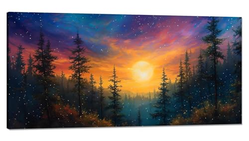 Malen Nach Zahlen Erwachsene Sonnenaufgang Malen Nach Zahlen XXL 100x200cm,Paint by Numbers Sternenhimmel Malen Nach Zahlen Kinder,DlY Handgemalt Olgemalde mit Pinseln und Acrylfarbe,Zimmer Deko Q-769 von Qinqhuag