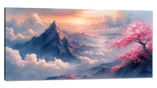 Malen Nach Zahlen Erwachsene Sonnenaufgang Malen Nach Zahlen XXL 20x40cm,Paint by Numbers Wolken Malen Nach Zahlen Kinder Kreativ,DlY Handgemalt Olgemalde mit Pinseln und Acrylfarbe,Zimmer Deko Q-935 von Qinqhuag