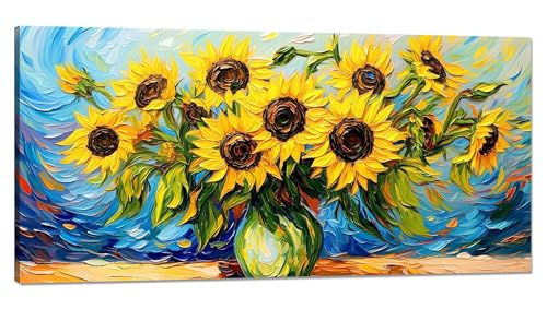 Malen Nach Zahlen Erwachsene Sonnenblume Malen Nach Zahlen XXL 20x40cm, Paint by Numbers Blumen (1) Malen Nach Zahlen Kinder, DlY Handgemalt Olgemalde mit Pinseln und Acrylfarbe, Zimmer Deko Q-745 von Qinqhuag