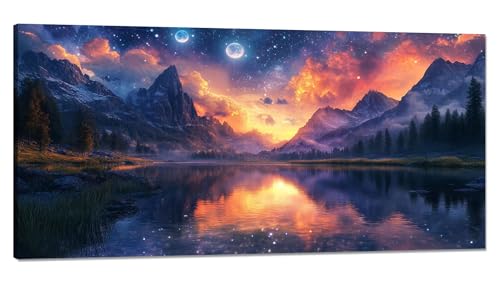 Malen Nach Zahlen Erwachsene Sternenhimmel Malen Nach Zahlen XXL 100x200cm,Paint by Numbers Mond Malen Nach Zahlen Kinder Kreativ,DlY Handgemalt Olgemalde mit Pinseln und Acrylfarbe,Zimmer Deko Q-603 von Qinqhuag