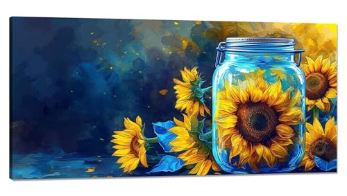 Malen Nach Zahlen Erwachsene Vase Malen Nach Zahlen XXL 50x100cm,Paint by Numbers Sonnenblume Malen Nach Zahlen Kinder Kreativ Set,DlY Handgemalt Olgemalde mit Pinseln und Acrylfarbe,Zimmer Deko Q-845 von Qinqhuag