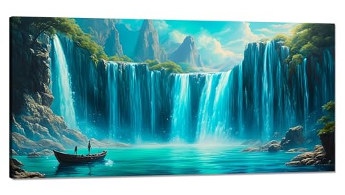 Malen Nach Zahlen Erwachsene Wasserfall Malen Nach Zahlen XXL 100x200cm,Paint by Numbers Boot Malen Nach Zahlen Kinder Kreativ Set,DlY Handgemalt Olgemalde mit Pinseln und Acrylfarbe,Zimmer Deko Q-719 von Qinqhuag