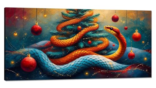 Malen Nach Zahlen Erwachsene Weihnachten Malen Nach Zahlen XXL 20x40cm,Paint by Numbers Schlange Malen Nach Zahlen Kinder Kreativ,DlY Handgemalt Olgemalde mit Pinseln und Acrylfarbe,Zimmer Deko Q-917 von Qinqhuag