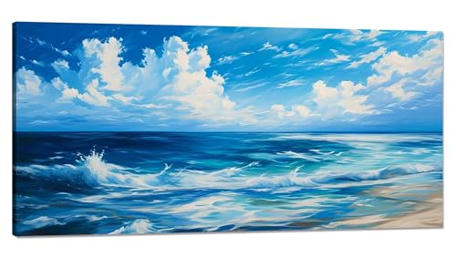 Malen Nach Zahlen Erwachsene Wolken Malen Nach Zahlen XXL 100x200cm,Paint by Numbers Wellen Malen Nach Zahlen Kinder Kreativ Set,DlY Handgemalt Olgemalde mit Pinseln und Acrylfarbe,Zimmer Deko Q-789 von Qinqhuag