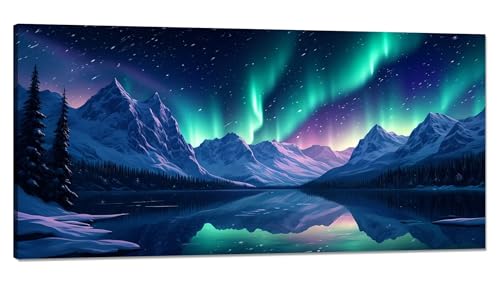 Malen nach Zahlen Aurora Malen nach Zahlen Erwachsene Groß 100x200cm,Paint by Numbers Berg (1) Malen nach Zahlen Kinder,DlY Handgemalt Ölgemälde Knitterfreie Leinwand Bastelset,Deko Wohnzimmer Q-664 von Qinqhuag