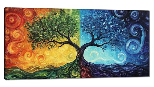 Malen nach Zahlen Baum Malen nach Zahlen Erwachsene Groß 100x200cm,Paint by Numbers Strudel Malen nach Zahlen ab 9 jahre,DlY Handgemalt Ölgemälde Knitterfreie Leinwand Bastelset,Deko Wohnzimmer Q-636 von Qinqhuag