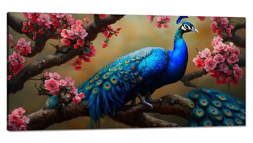 Malen nach Zahlen Blume Malen nach Zahlen Erwachsene Groß 100x200cm, Paint by Numbers Pfau Malen nach Zahlen ab 9 jahre, DlY Handgemalt Ölgemälde Knitterfreie Leinwand Bastelset, Deko Wohnzimmer Q-648 von Qinqhuag