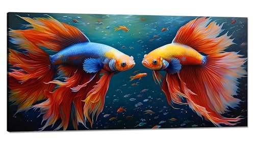 Malen nach Zahlen Fisch Malen nach Zahlen Erwachsene Groß 100x200cm, Paint by Numbers Koi Malen nach Zahlen ab 9 jahre, DlY Handgemalt Ölgemälde Knitterfreie Leinwand Bastelset, Deko Wohnzimmer Q-746 von Qinqhuag