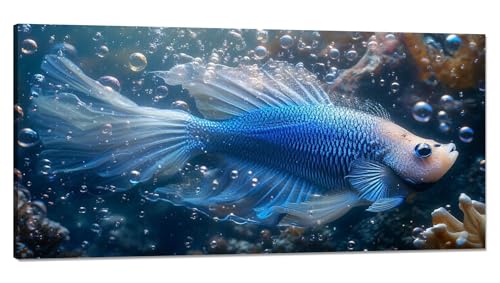 Malen nach Zahlen Fisch Malen nach Zahlen Erwachsene Groß 30x60cm, Paint by Numbers Tier Malen nach Zahlen ab 9 jahre, DlY Handgemalt Ölgemälde Knitterfreie Leinwand Bastelset, Deko Wohnzimmer Q-946 von Qinqhuag