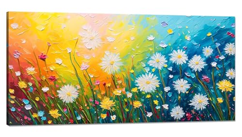 Malen nach Zahlen Gänseblümchen Malen nach Zahlen Erwachsene Groß 100x200cm, Paint by Numbers Blume Malen nach Zahlen Kinder, DlY Handgemalt Ölgemälde Knitterfreie Leinwand Bastelset, Wanddeko Q-668 von Qinqhuag