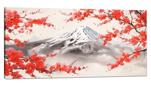 Malen nach Zahlen Japan Malen nach Zahlen Erwachsene Groß 20x40cm, Paint by Numbers Baum Malen nach Zahlen ab 9 jahre, DlY Handgemalt Ölgemälde Knitterfreie Leinwand Bastelset, Deko Wohnzimmer Q-1000 von Qinqhuag