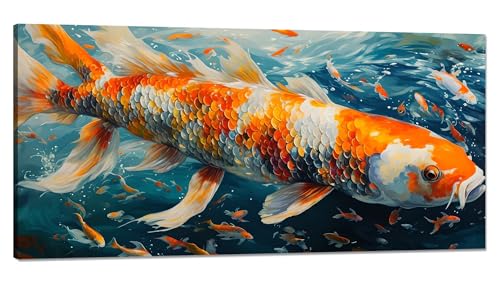 Malen nach Zahlen Koi Malen nach Zahlen Erwachsene Groß 100x200cm, Paint by Numbers Fisch Malen nach Zahlen ab 9 jahre, DlY Handgemalt Ölgemälde Knitterfreie Leinwand Bastelset, Deko Wohnzimmer Q-654 von Qinqhuag