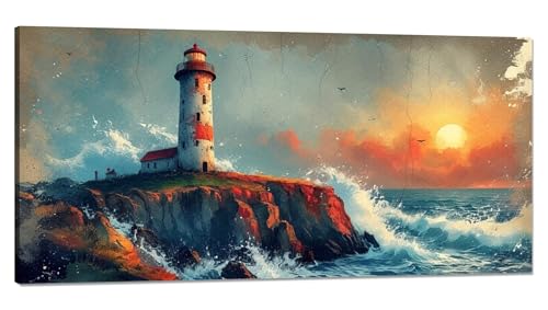 Malen nach Zahlen Leuchtturm Malen nach Zahlen Erwachsene Groß 100x200cm,Paint by Numbers Sonnenaufgang (1) Malen nach Zahlen Kinder,DlY Handgemalt Ölgemälde Leinwand Bastelset,Deko Wohnzimmer Q-842 von Qinqhuag